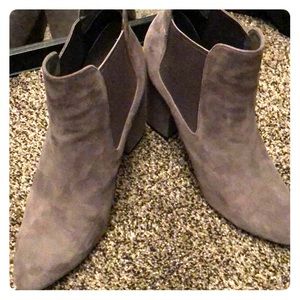 Cole Haan signature booties gray suede block heel